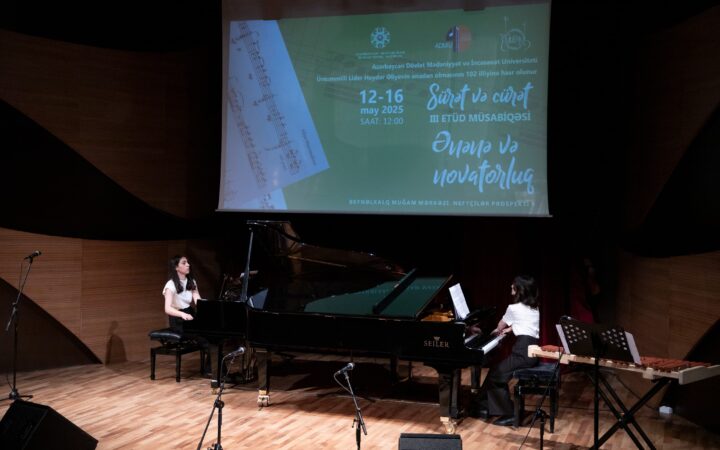 Azərbaycan Dövlət Mədəniyyət və İncəsənət Universitetinin (ADMİU) Musiqi sənəti fakültəsinin İnstrumental ifaçılıq kafedrasının təşkilatçılığı ilə ənənəvi “Sürət və cürət” III etüd müsabiqəsinin açılış konserti keçirilib