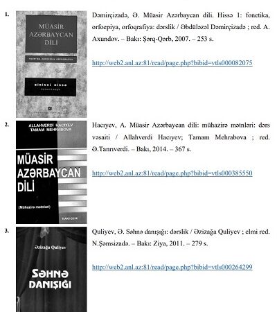 Rəqəmsal kitabxana – səhnə danışığına dair nəşrlər